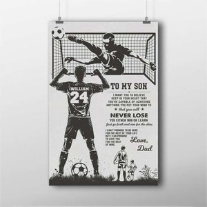 Custom Personalized To My Son Soccer Poster, Canvas with custom Name & Number NTB0311B06CL