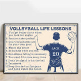 Custom Personalized Volleyball Poster, Canvas with custom Name & Number, Vintage Style NTB0407B08