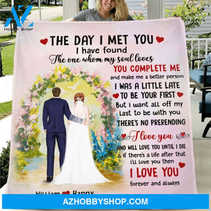 Custom Personalized Wedding Fleece/ Quilt Blanket - Wedding Gifts For Couples - Upto 4 Dogs - The Day I Met You