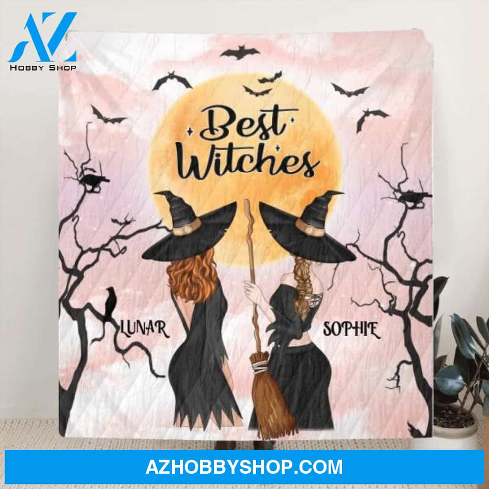 Custom Personalized Witches Quilt/ Fleece Blanket - Halloween Gift For Friends - Best Witches