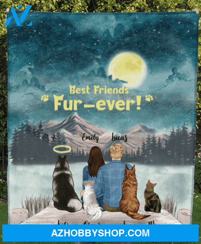 Custom Pet Blanket - Personalized Gift For Cat Dog Lovers, Couple - 1 PET & COUPLE - Fleece Blanket