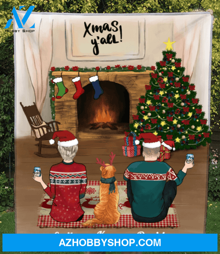 Custom Pet Blanket - Personalized Pet Blanket Christmas Gift For Dog and Cat Lovers - 1 PET & COUPLE