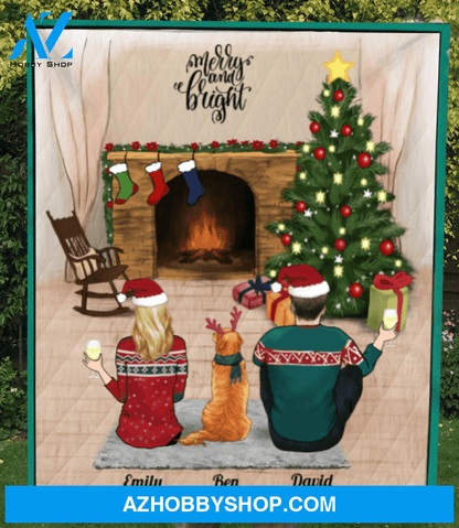 Custom Pet Quilt Blanket Christmas Gift for Dog and Cat Lovers - 1 PET & COUPLE