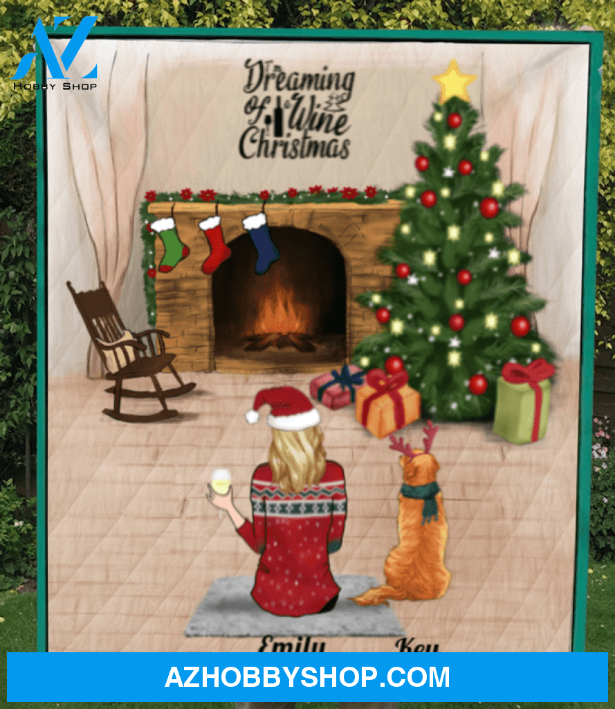 Custom Pet Blanket - Personalized Pet Blanket Christmas Gifts For Dog and Cat Lovers - Pet Mom With 1 Pet Happy Pawlidays Quilt