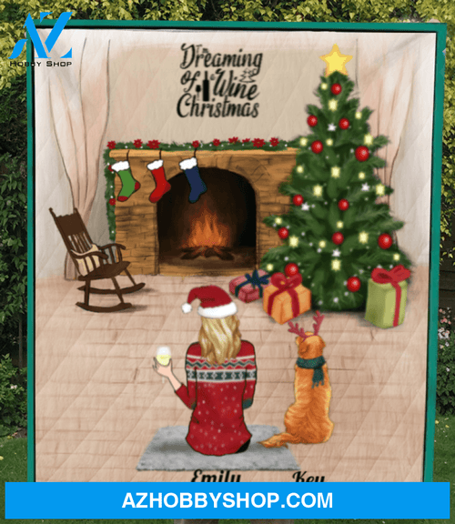 Custom Pet Blanket - Personalized Pet Blanket Christmas Gifts For Dog and Cat Lovers - Pet Mom With 1 Pet Happy Pawlidays Quilt