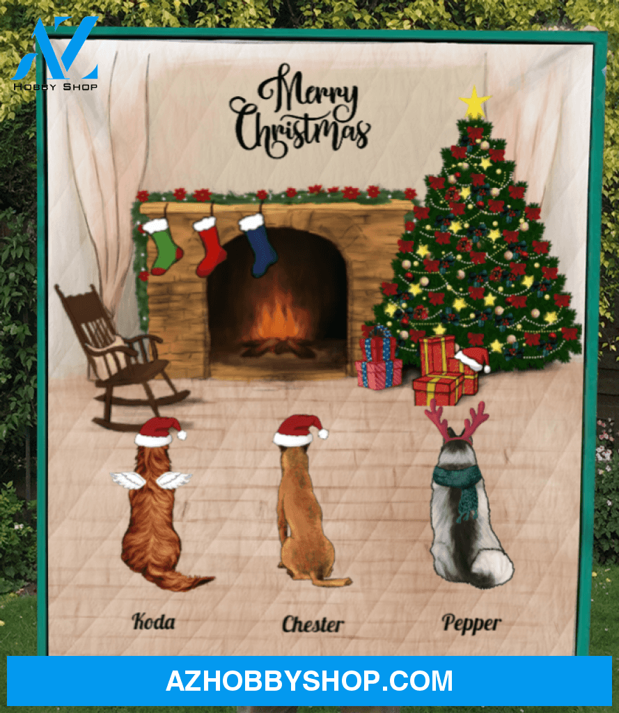 Custom Pet Blanket - 3 PETS - Personalized Pet Quilt Blanket Christmas Gifts For Dog And Cat Lovers