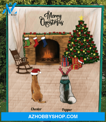 Custom Pet Blanket - 2 PETS - Personalized Pet Quilt Blanket Christmas Gifts For Dog And Cat Lovers