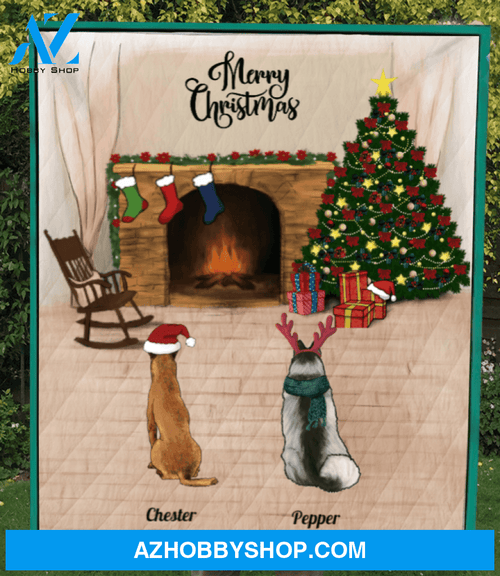 Custom Pet Blanket - 2 PETS - Personalized Pet Quilt Blanket Christmas Gifts For Dog And Cat Lovers