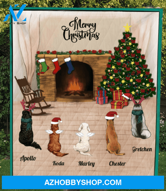 Custom Pet Blanket - 5 PETS - Personalized Pet Quilt Blanket Christmas Gifts For Dog And Cat Lovers