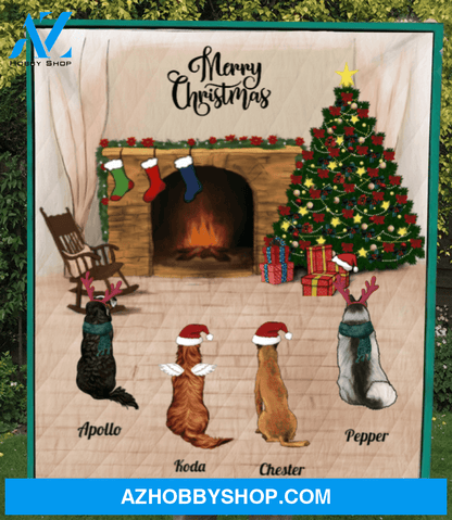 Custom Pet Blanket - 4 PETS - Personalized Pet Quilt Blanket Christmas Gifts For Dog And Cat Lovers