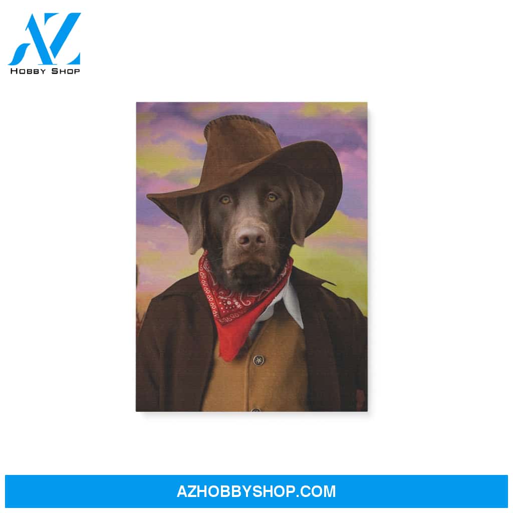 Custom Pet Portrait, The Cowboy Canvas Prints