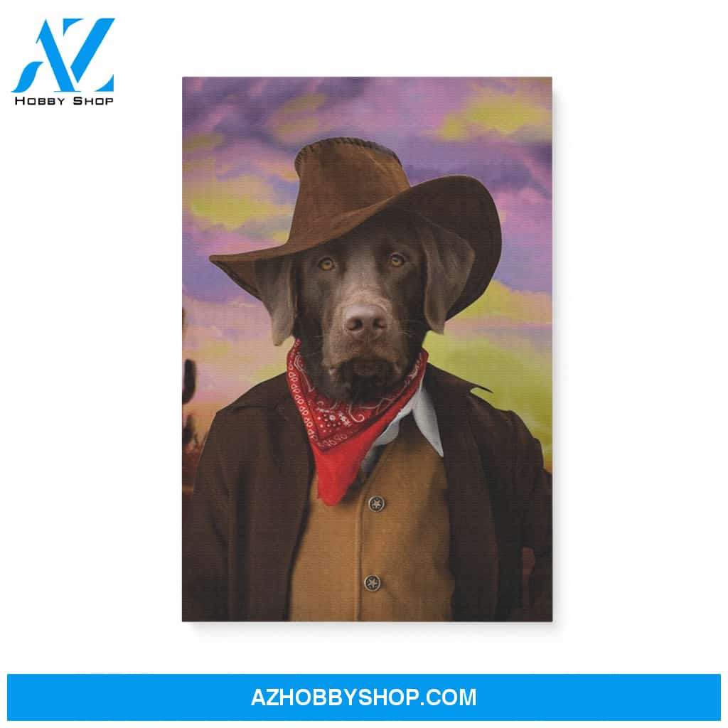 Custom Pet Portrait, The Cowboy Canvas Prints