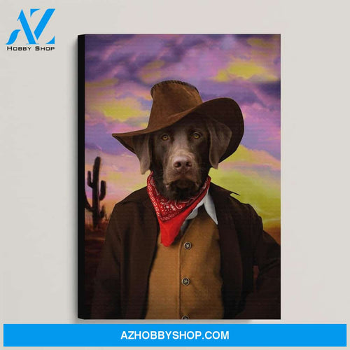 Custom Pet Portrait, The Cowboy Canvas Prints