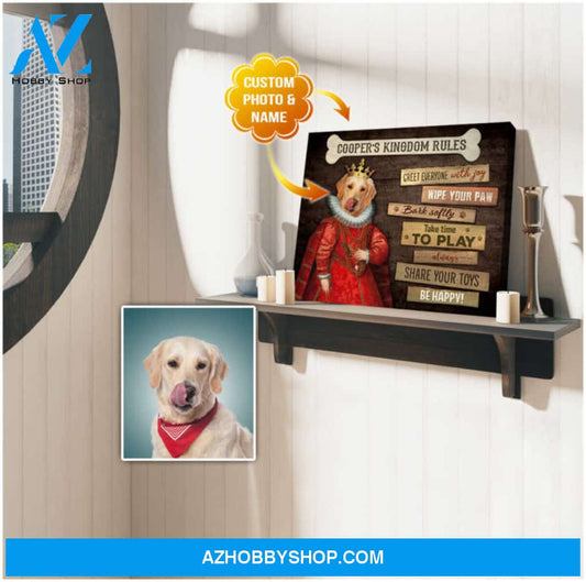 Ohcanvas Custom Photo and Name Dog Kingdom Rules Wall Art Canvas Decor