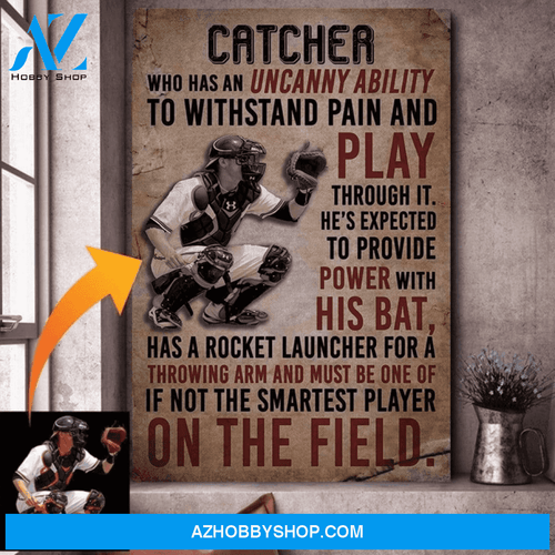 Custom Photo Baseball Catcher Canvas Prints Wall Art - Perfect Gift For Son - Matte Canvas