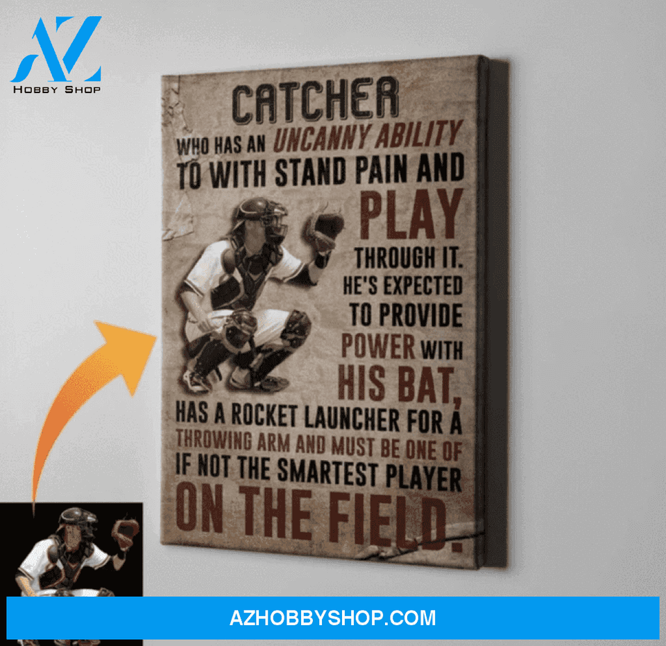 Custom Photo Baseball Catcher Canvas Prints Wall Art - Perfect Gift For Son - Matte Canvas
