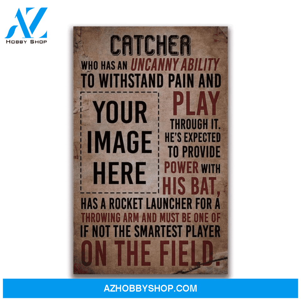 Custom Photo Baseball Catcher Canvas Prints Wall Art - Perfect Gift For Son - Matte Canvas