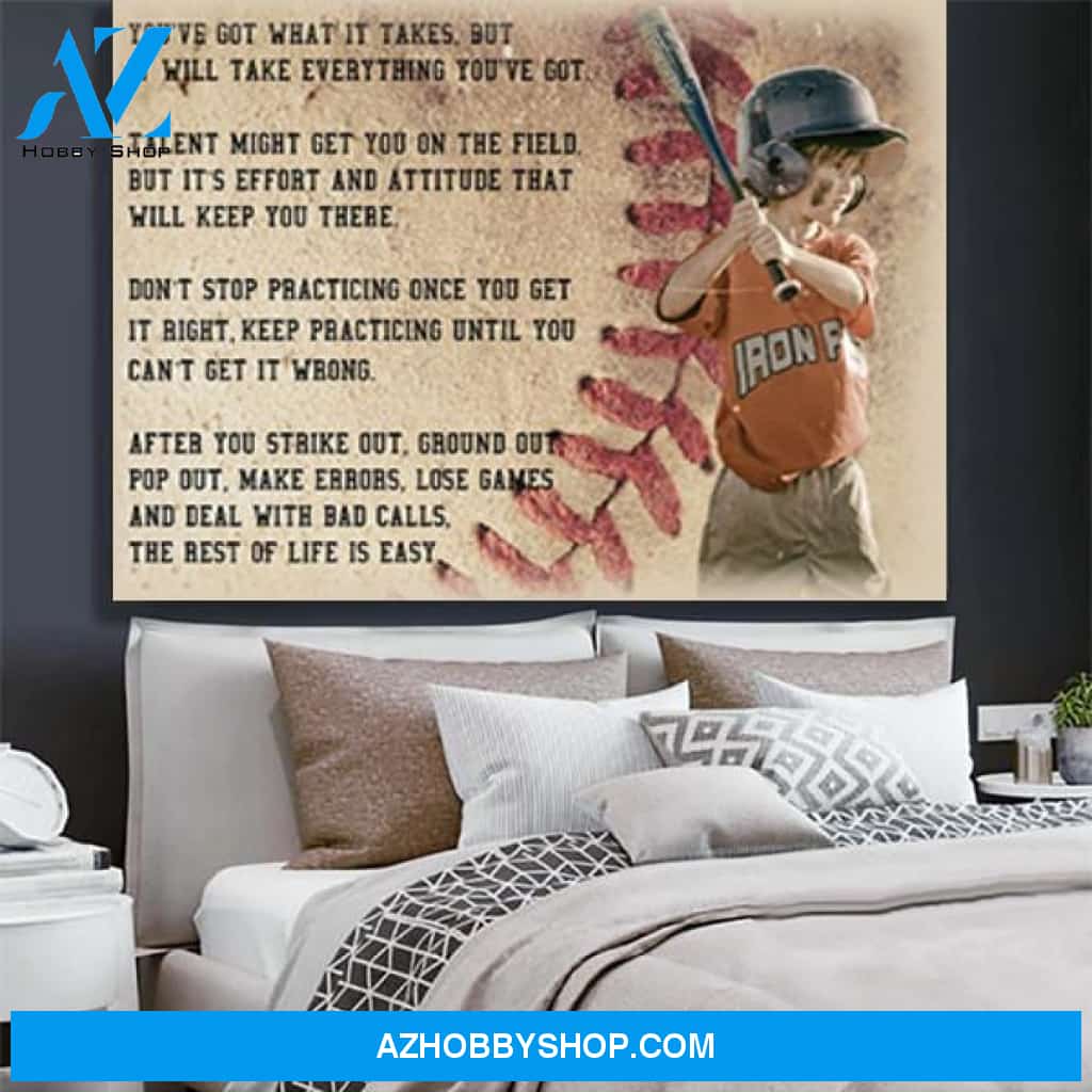 Custom Photo Baseball Personalised Canvas Prints Wall Art - Perfect Gift For Son - Matte Canvas