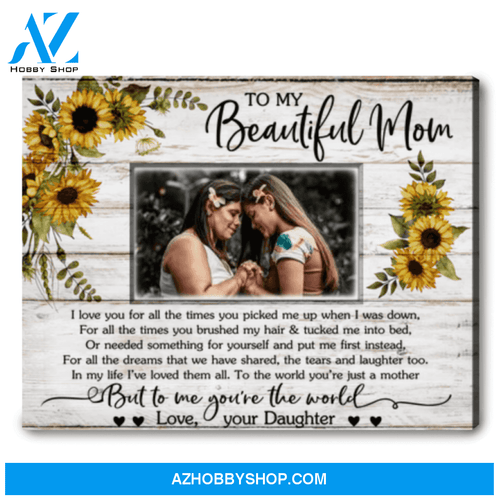 Custom Photo Gift For Mom From Daughter With Sweet Message Canvas Wall Art