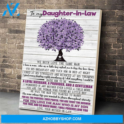 Custom Printing To My Daughter-In-Law Canvas Print Wall Art - Matte Canvas