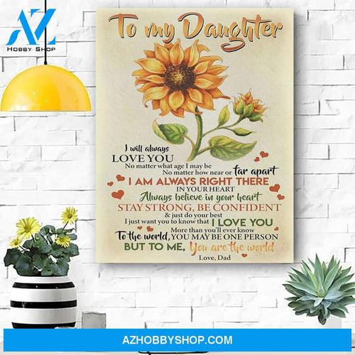 Custom Printing To My Daughter Sunflower Canvas Print Wall Art - Matte Canvas