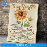 Custom Printing To My Daughter Sunflower Canvas Print Wall Art - Matte Canvas