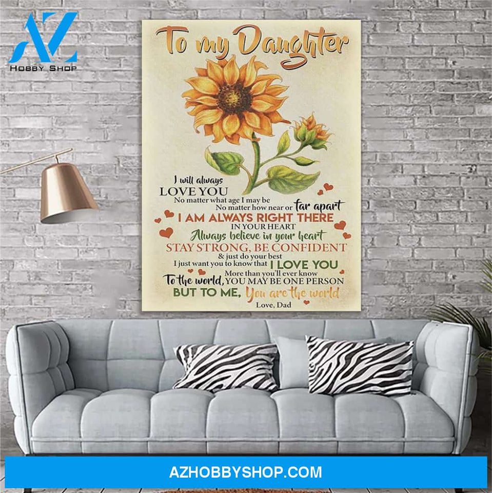 Custom Printing To My Daughter Sunflower Canvas Print Wall Art - Matte Canvas