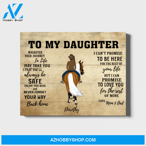 Custom Riding Horse Daughter Landscape Canvas Personalized Gift from Mom and Dad to Daughter