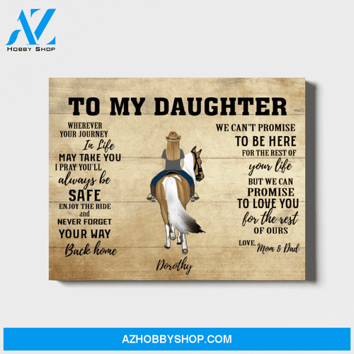 Custom Riding Horse Daughter Landscape Canvas Personalized Gift from Mother and Father to Daughter