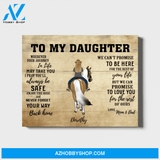 Custom Riding Horse Daughter Landscape Canvas Personalized Gift from Mother and Father to Daughter