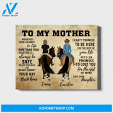 Custom Riding Horse Mother and Daughter Landscape Canvas Personalized Gift for Mom