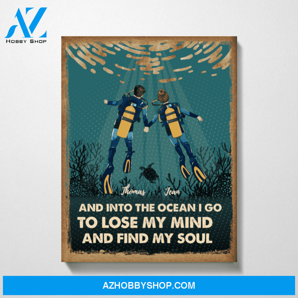 Custom Scuba Diving Couple Personalized Premium Canvas Gift for Diving Lovers