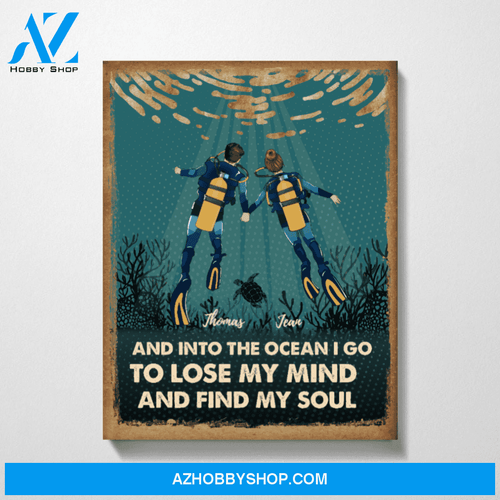Custom Scuba Diving Couple Personalized Premium Canvas Gift for Diving Lovers