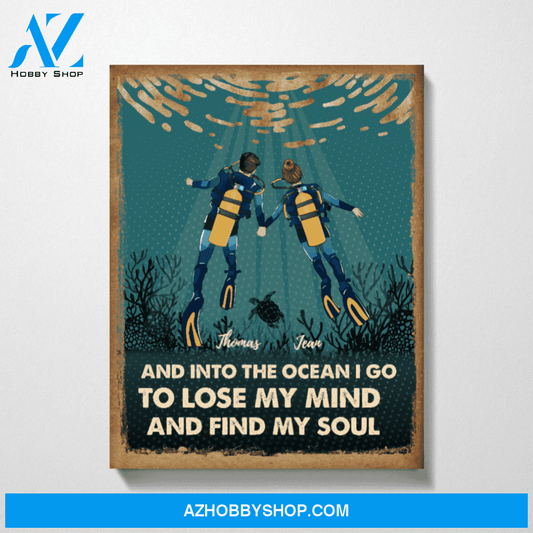 Custom Scuba Diving Couple Personalized Premium Canvas Gift for Diving Lovers