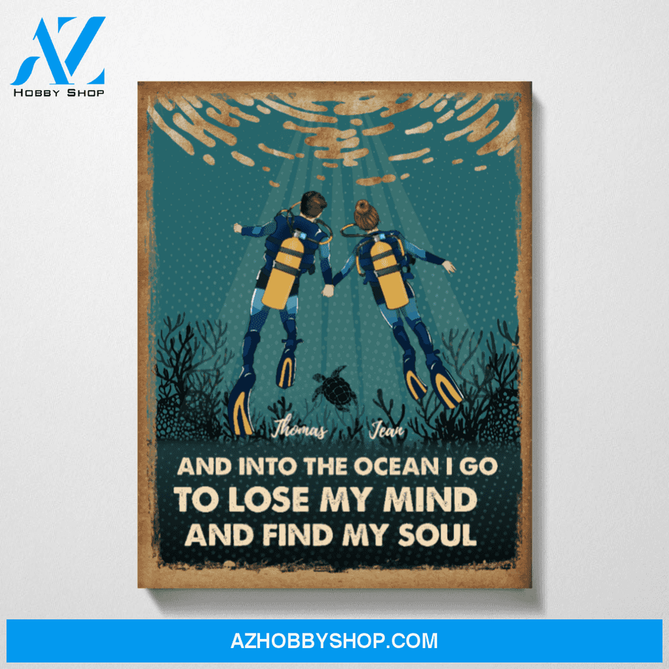 Custom Scuba Diving Couple Personalized Premium Canvas Gift for Diving Lovers