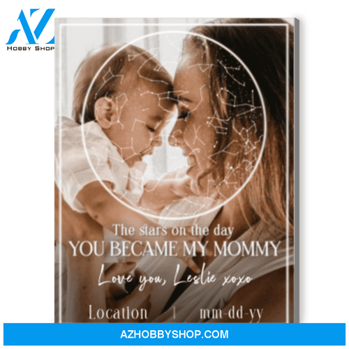 Custom Star Map Birth Nursery Wall Art The Day I Became Your Mom Canvas