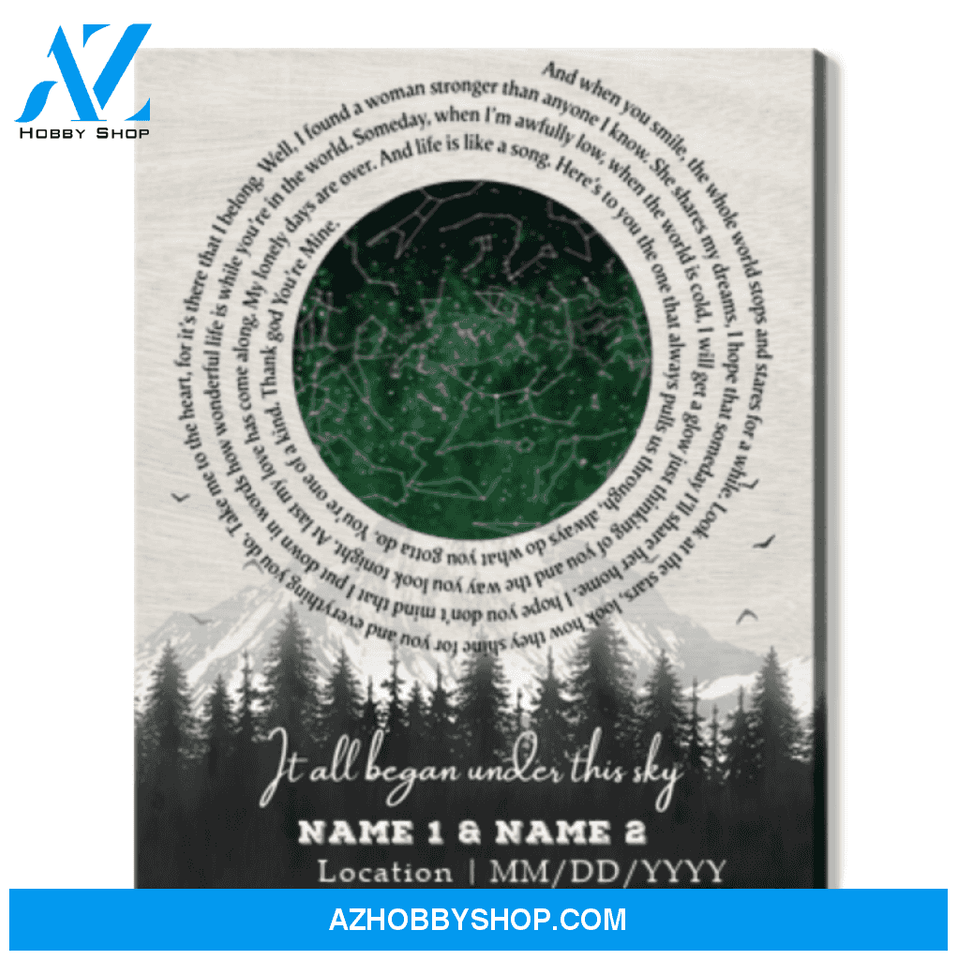 Custom Star Map Gifts Personalized Song Lyrics Gift Canvas Ideas For Couples