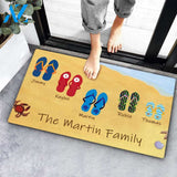 Custom Sunshine Beach Flip Flops Family Name Doormat Personalized Doormat with Family Name