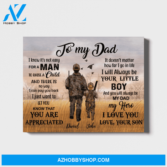 Custom To My Dad Hunting Personalized Landscape Canvas Gift for Father Hunting Lovers