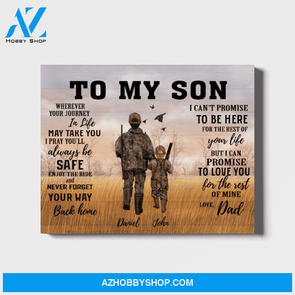 Custom To My Son Hunting Personalized Landscape Canvas Gift for Son Hunting Lovers