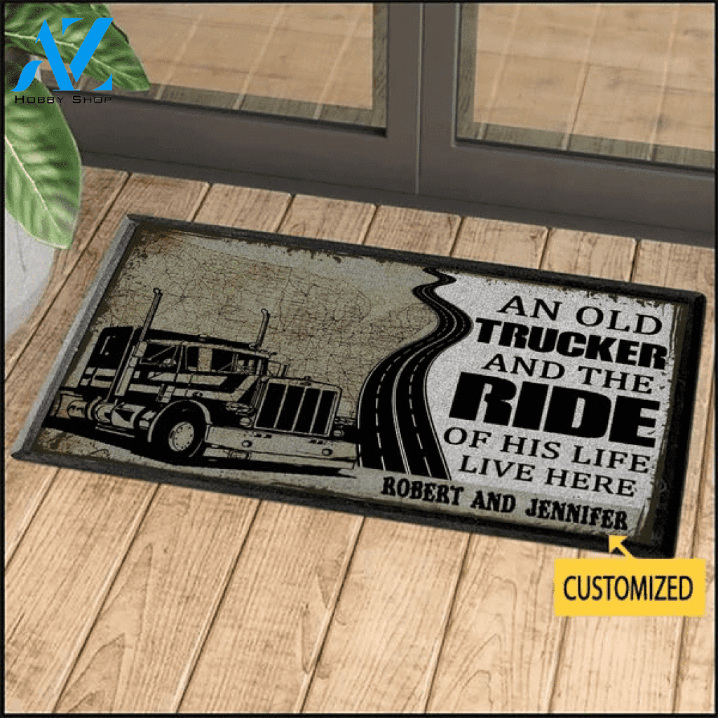Custom Trucker An Old Trucker And The Ride Of His Life, Personalized Doormat