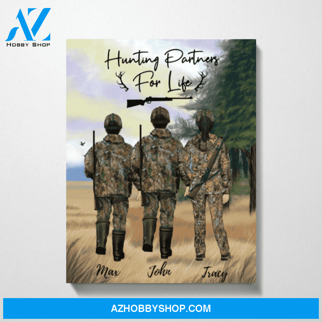 Custom Two Man and Woman Hunting Lovers Canvas Personalized Gift for Hunters