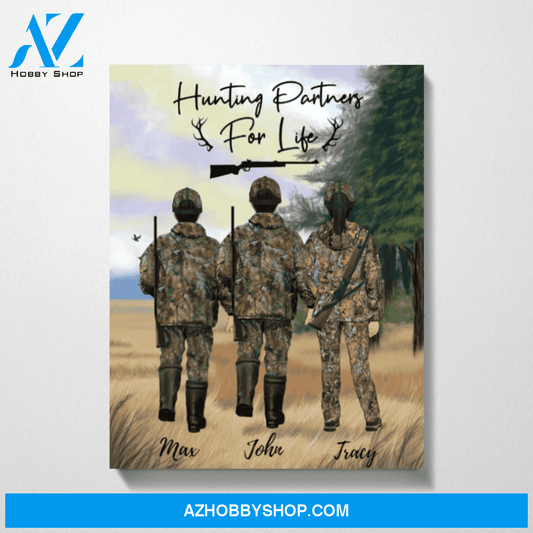 Custom Two Man and Woman Hunting Lovers Canvas Personalized Gift for Hunters
