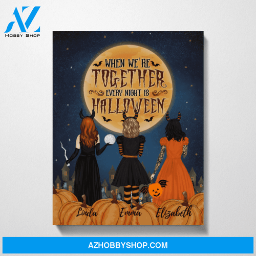 Custom Witch Sisters Premium Canvas Personalized Gift for Halloween