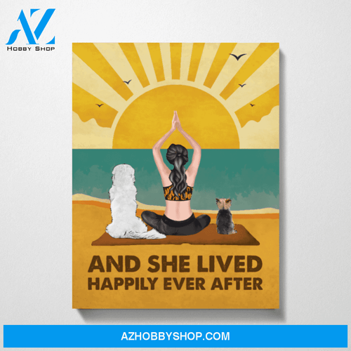 Custom Yoga Girl and Dogs Premium Canvas Personalized Gift for Dogs Lovers