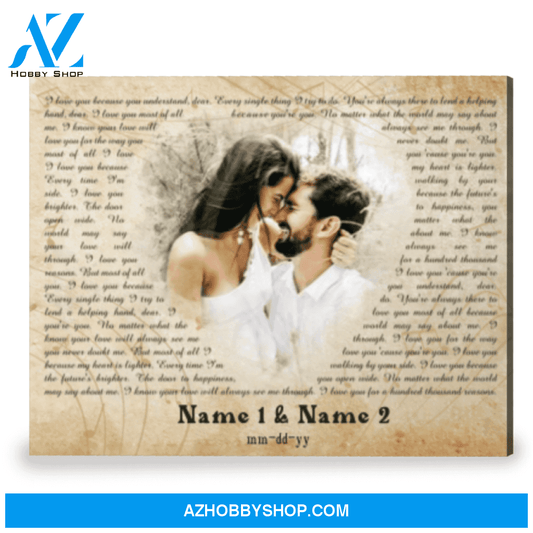 Custom Your Photo And Music Song Lyrics On Canvas Wall Art Romantic Gift