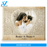 Custom Your Photo And Music Song Lyrics On Canvas Wall Art Romantic Gift