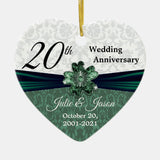 Custom - 20Th Emerald Damask Wedding Anniversary Ceramic Ornament