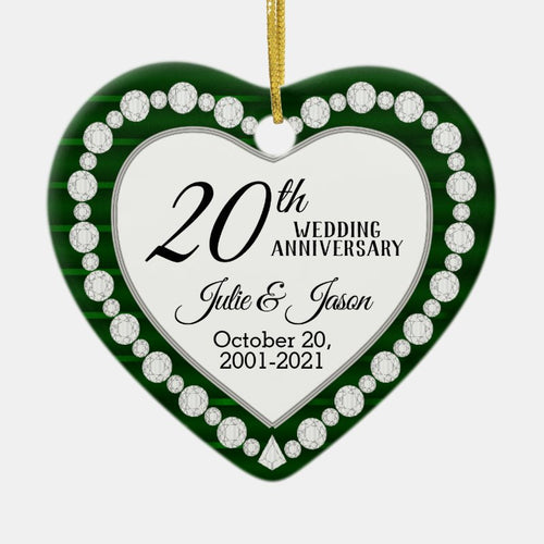 Custom - 20Th Wedding Anniversary    Emerald Green Ceramic Ornament