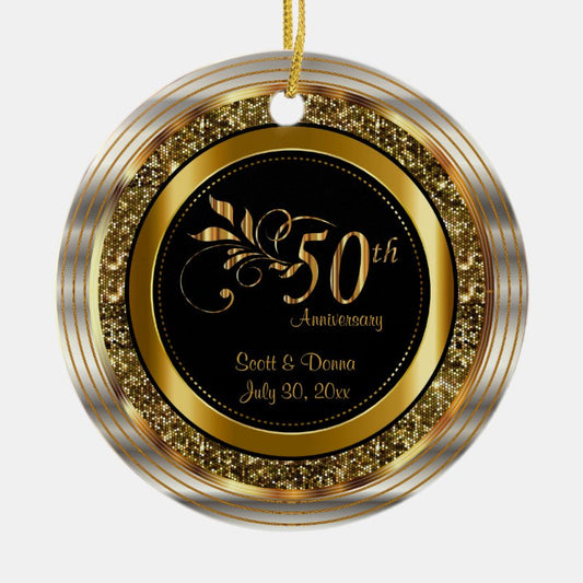 Custom 50Th Golden Anniversary Ceramic Ornament